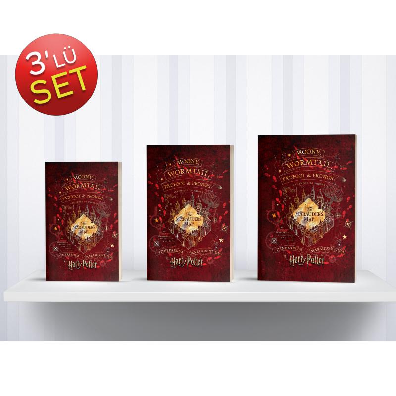 Kitap Görünümlü Dekoratif Kutu 3’lü Set Harry Potter Çapulcu Haritası Lisanslı