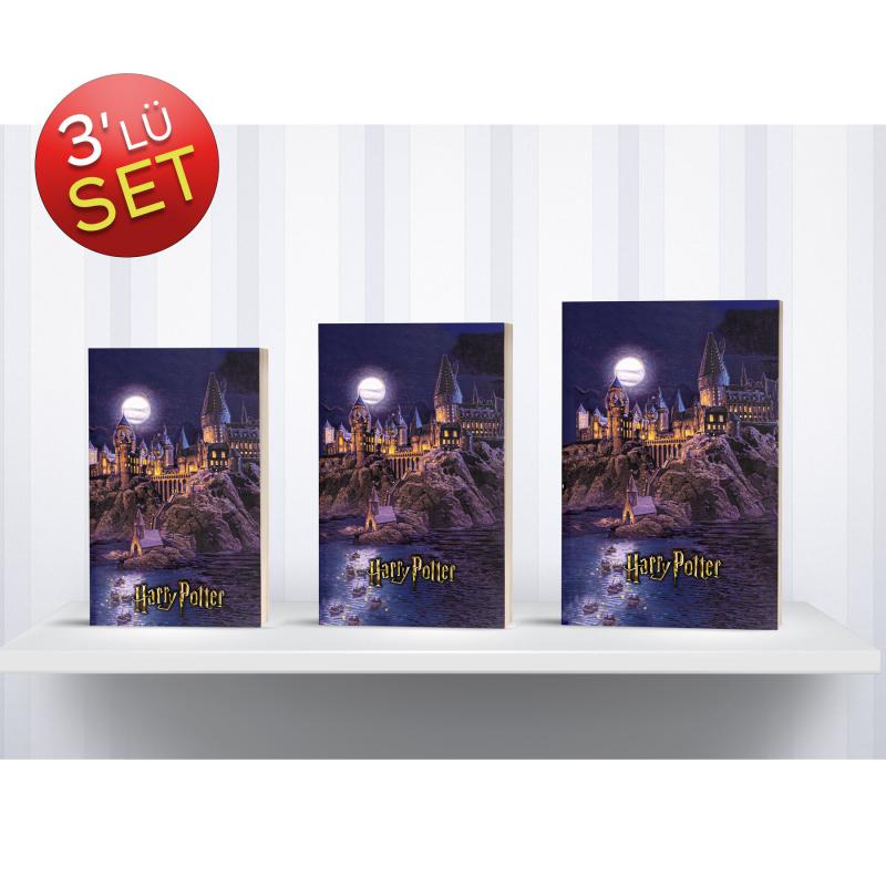 Kitap Görünümlü Dekoratif Kutu 3’lü Set Harry Potter Hogwarts Binası Lisanslı