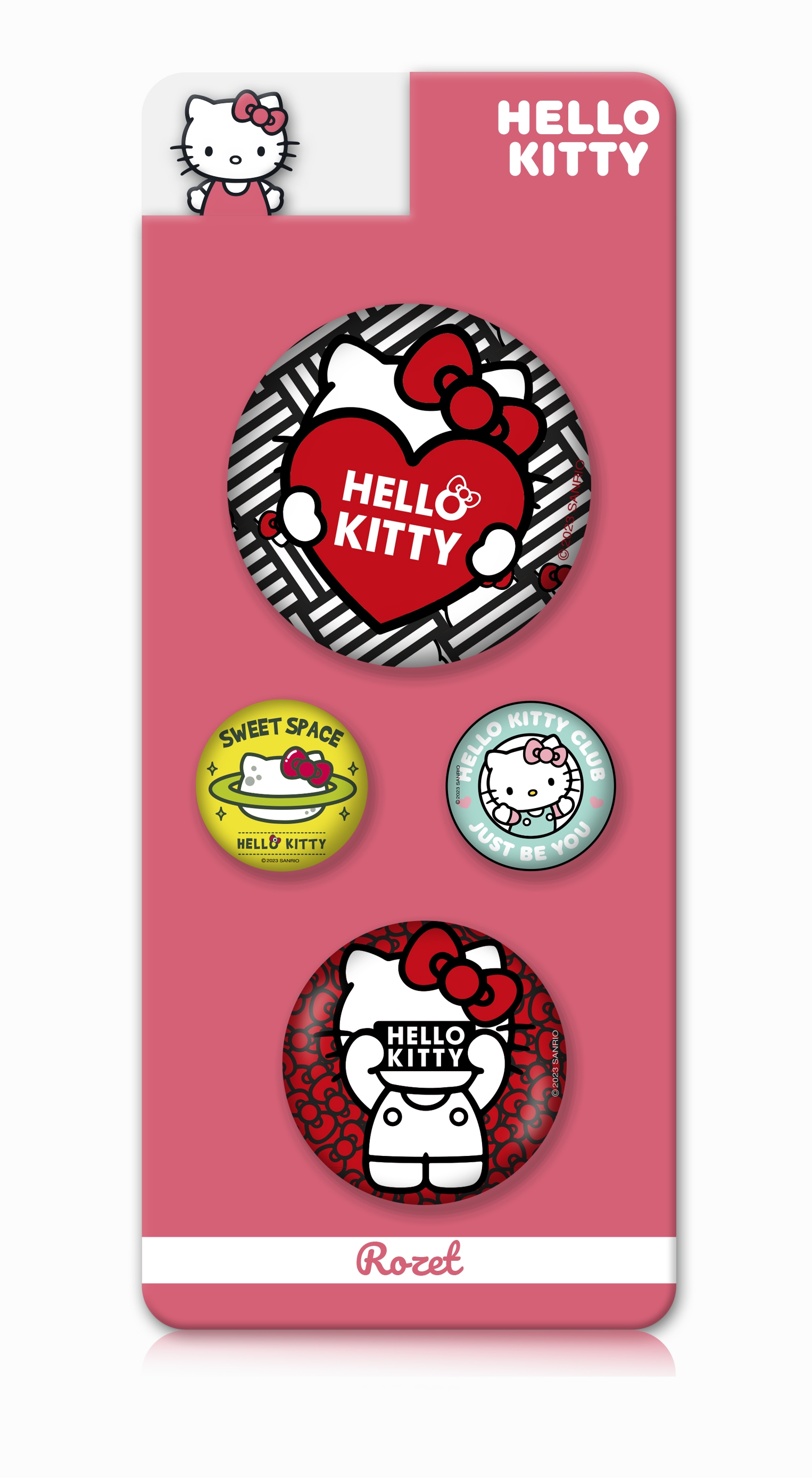 Hello Kitty 4’lü Rozet Karışık Boy - Kalpli
