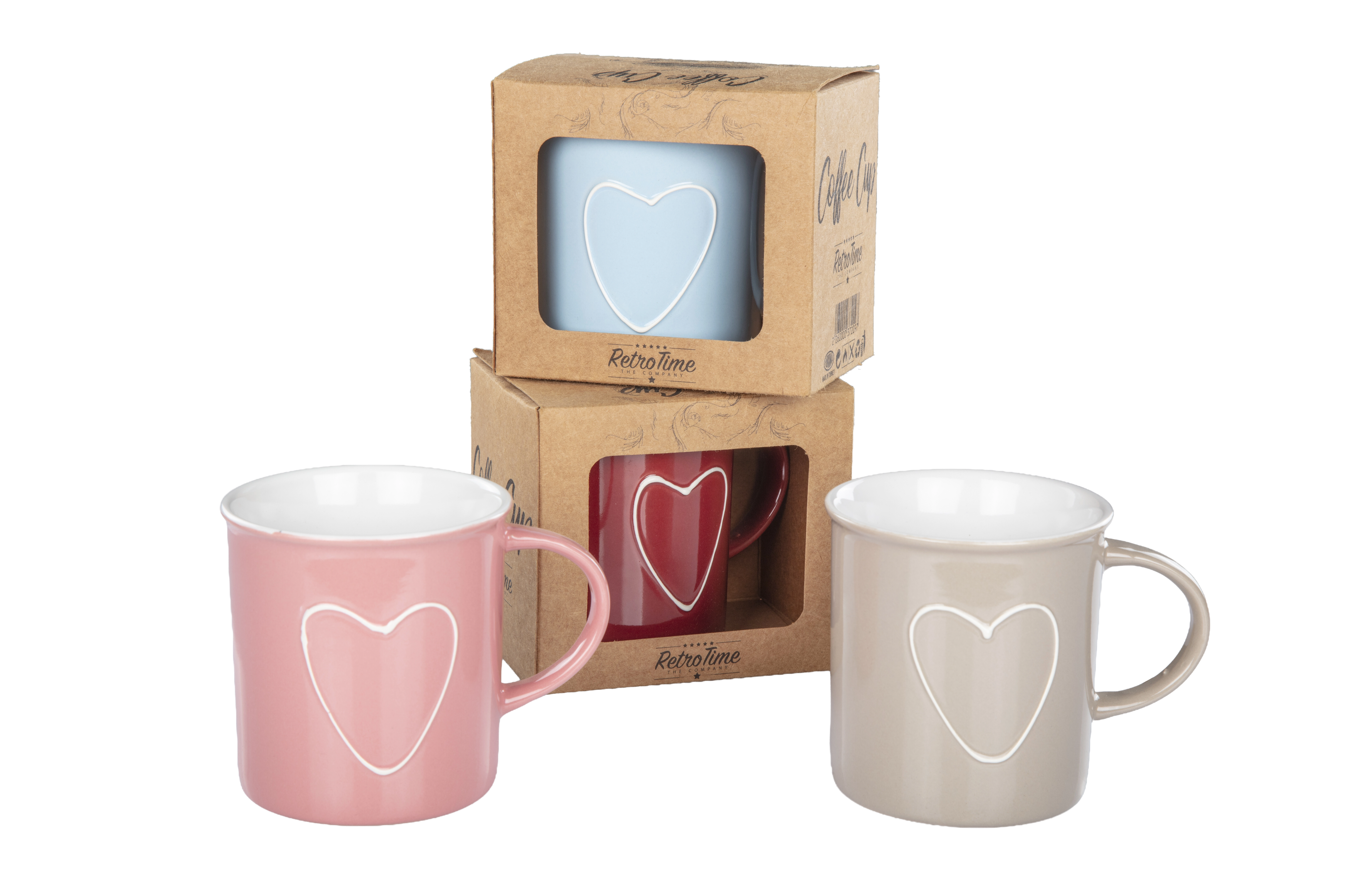Kupa, Kalp Desenli Kupa, Çay ve Kahve Kupası, 9 cm Ağız Genişliği, 9 cm Yükseklik