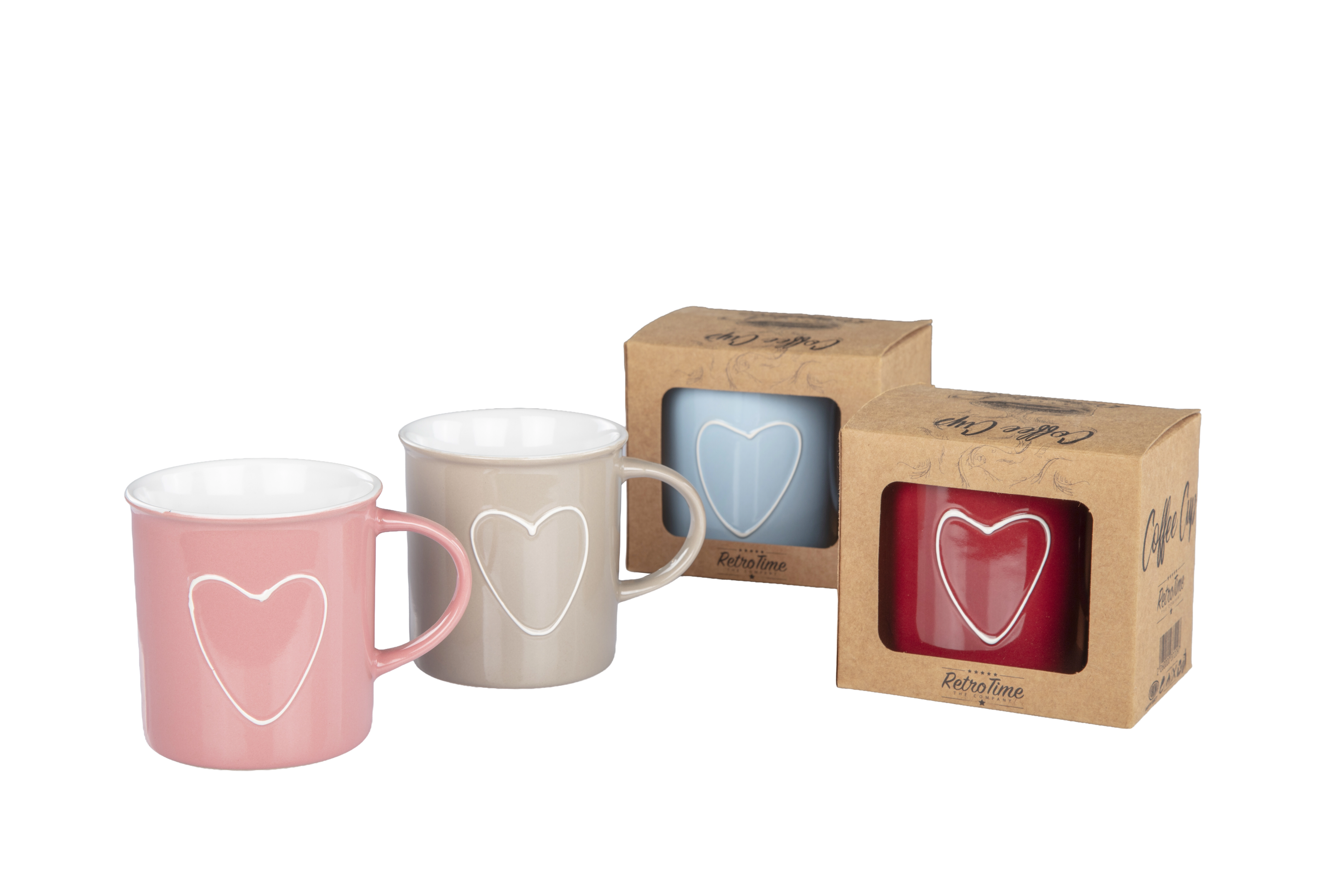 Kupa, Kalp Desenli Kupa, Çay ve Kahve Kupası, 9 cm Ağız Genişliği, 9 cm Yükseklik